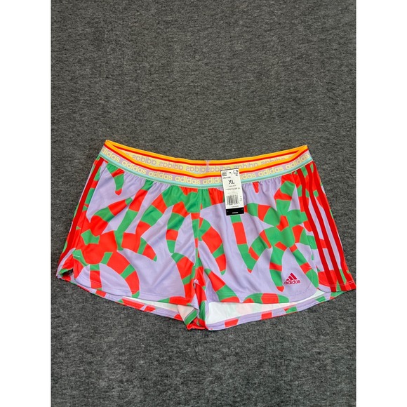 adidas Pants - Adidas FARM Pacer Training Shorts Womens XL Purple Glow Red Green HS1198 New